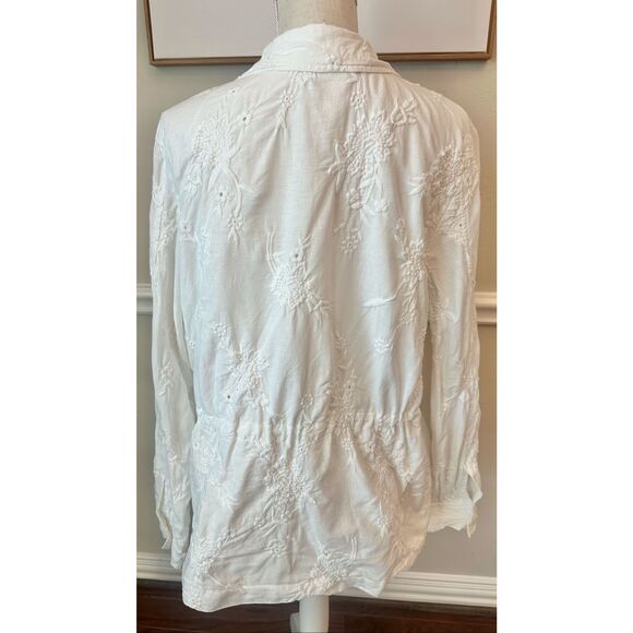 J Jill Eyelet Embroidered Cinch Waist Jacket Size Large - Picture 5 of 7